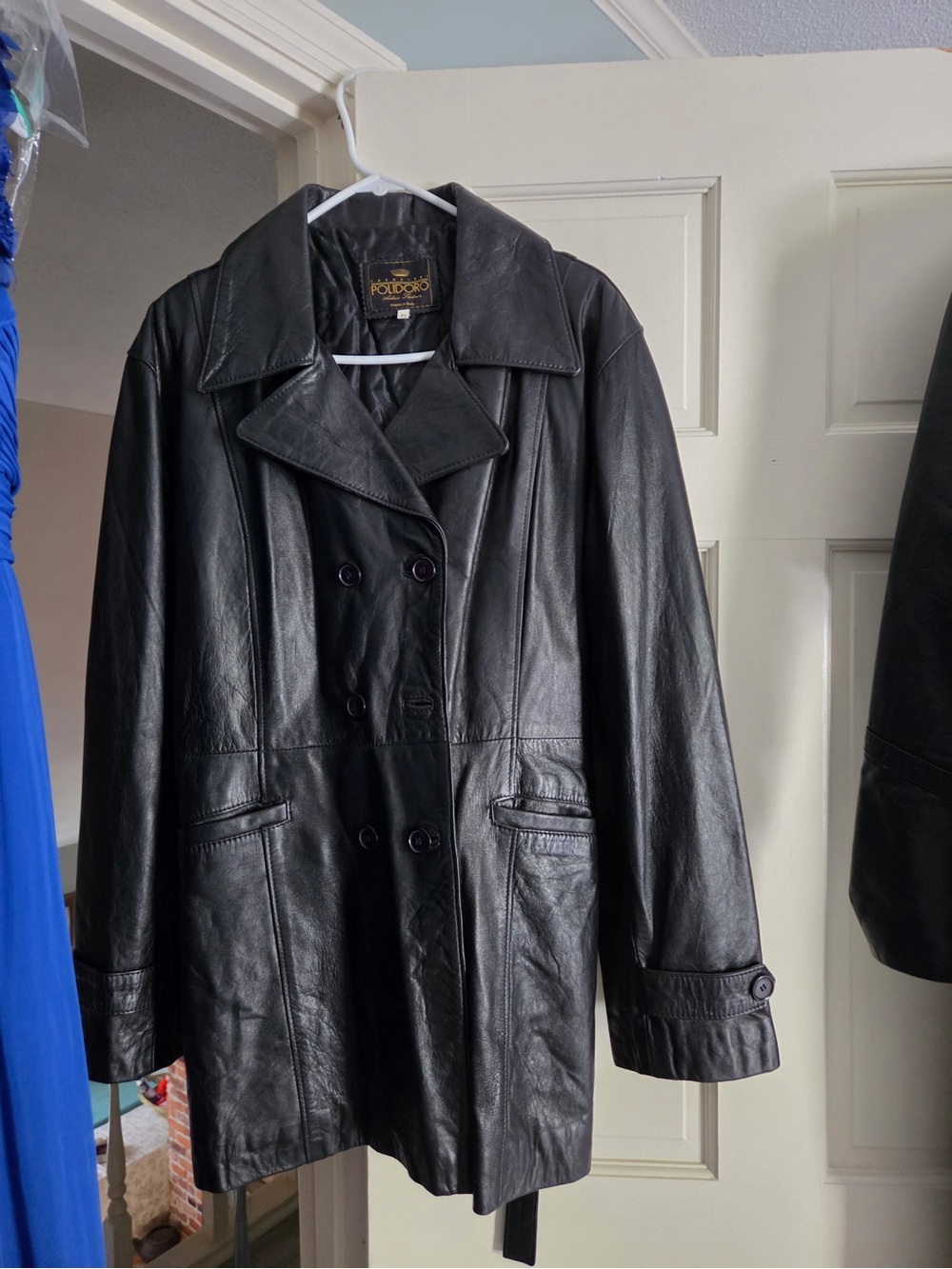 Classic Black Leather Double-Breasted Jacket